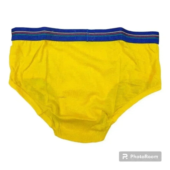 80s Made in the USA mens hip brief by Spring City Knitting Co. Yellow Small - Picture 2 of 7